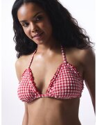 Penti Sutien de baie cu model in carouri - Rosu/Alb optic