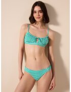 Penti Sutien de baie cu model in carouri - Turcoaz/Alb optic