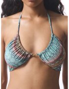 Penti Sutien de baie cu model reptila - Albastru pastel/Violet/Rosu inchis
