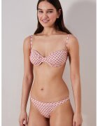 Penti Sutien de baie cu sustinere metalica - Roz pastel/Rosu inchis