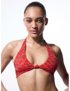 Penti Sutien de baie halter cu imprimeu - Rosu/Verde feriga