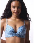 Penti Sutien push-up cu imprimeu - Albastru pastel/Alb optic