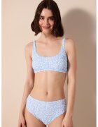 Penti Sutien texturat de baie cu imprimeu floral - Albastru lavanda/Alb optic