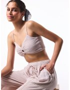 Penti Top crop de plaja - din bumbac - Bej deschis