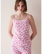 Penti Top de pijama din bumbac cu model cu fructe - Alb/Roz aprins