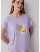 Penti Tricou de pijama cu imprimeu grafic - Lila/Alb murdar