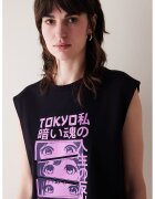 Penti Tricou de pijama din bumbac cu imprimeu - Negru/Violet