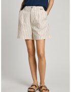 Pepe Jeans London Bermude din amestec de in cu model in dungi - Negru/Crem