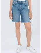Pepe Jeans London Bermude din denim - cu terminatii franjurate - Albastru inchis/Bleumarin