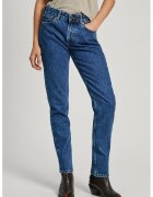 Pepe Jeans London Blugi drepti cu talie inalta - Albastru inchis