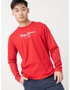 Pepe Jeans London Bluza cu decolteu la baza gatului si logo - Rosu