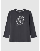 Pepe Jeans London Bluza cu imprimeu si decolteu la baza gatului - Alb murdar/Gri inchis