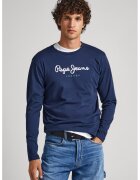 Pepe Jeans London Bluza de bumbac cu imprimeu logo - Bleumarin