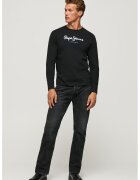 Pepe Jeans London Bluza de bumbac cu imprimeu logo - Negru