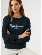 Pepe Jeans London Bluza de trening cu imprimeu logo si decolteu la baza gatului - Bleumarin