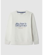 Pepe Jeans London Bluza de trening cu imprimeu text - Albastru inchis/Alb murdar