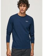 Pepe Jeans London Bluza din amestec de bumbac cu decolteu la baza gatului - Albastru ultramarin