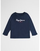 Pepe Jeans London Bluza din bumbac cu imprimeu logo - Bleumarin