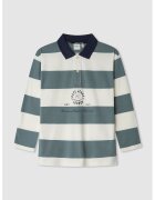 Pepe Jeans London Bluza polo cu dungi - Alb fildes/Albastru petrol