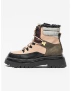 Pepe Jeans London Bocanci de piele ecologica cu aspect colorblock Queen Mix - Negru/Bej