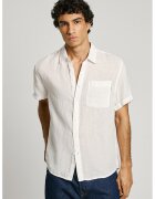 Pepe Jeans London Camasa uni cu maneci scurte - Alb fildes