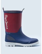 Pepe Jeans London Cizme de ploaie cu logo - Visiniu/Bleumarin