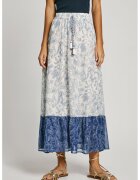 Pepe Jeans London Fusta cu model floral si talie inalta - Albastru prafuit/Alb murdar