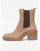 Pepe Jeans London Ghete Chelsea de piele intoarsa cu toc masiv Nicole - Bej