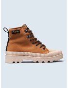 Pepe Jeans London Ghete din piele intoarsa cu talpa contrastanta - Maro scortisoara