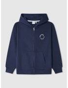 Pepe Jeans London Hanorac cu fermoar si imprimeu logo pe spate - Alb/Albastru ultramarin