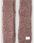 Pepe Jeans London Manusi tricotate cu design torsade - Rosu stins/Alb murdar