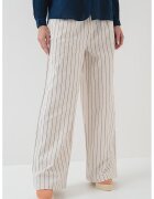 Pepe Jeans London Pantaloni din amestec de in si bumbac Herly - Negru stins/Crem