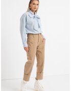 Pepe Jeans London Pantaloni drepti cu talie inalta din amestec de in Anais - Bej