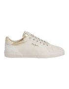 Pepe Jeans London Pantofi sport cu detalii de piele intoarsa - Auriu/Alb fildes