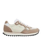 Pepe Jeans London Pantofi sport cu insertii de piele intoarsa - Alb/Maro nisip