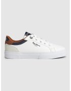 Pepe Jeans London Pantofi sport cu insertii de piele intoarsa - Alb optic