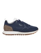 Pepe Jeans London Pantofi sport cu talpa wedge si garnituri din piele intoarsa - Maro inchis/Bleumarin