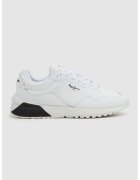 Pepe Jeans London Pantofi sport de piele cu garnituri de piele ecologica - Alb