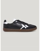 Pepe Jeans London Pantofi sport de piele cu insertii de piele intoarsa - Alb/Negru