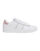 Pepe Jeans London Pantofi sport de piele cu insertii stralucitoare - Alb/Roz prafuit