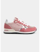 Pepe Jeans London Pantofi sport de piele intoarsa si material textil - Roz/Argintiu
