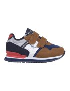 Pepe Jeans London Pantofi sport din material textil cu inchidere velcro - Alb/Albastru inchis/Caramel