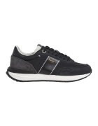 Pepe Jeans London Pantofi sport din material textil cu talpa plata si insertii din piele intoarsa - Negru/Albastru ultramarin