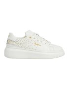 Pepe Jeans London Pantofi sport din piele cu nituri - Alb/Auriu