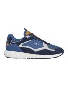 Pepe Jeans London Pantofi sport din piele intoarsa cu insertii din denim - Gri cenusiu/Albastru