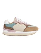 Pepe Jeans London Pantofi sport din piele intoarsa si material textil - Maro deschis/Roz pal/Verde persan