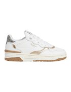 Pepe Jeans London Pantofi sport din piele si piele intoarsa - Alb/Auriu