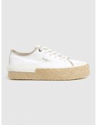 Pepe Jeans London Pantofi sport flatform din material textil - Alb/Auriu