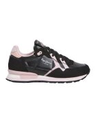 Pepe Jeans London Pantofi sport wedge din piele intoarsa si piele ecologica - Alb/Negru/Roz pastel