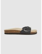 Pepe Jeans London Papuci de piele ecologica cu catarama - Negru